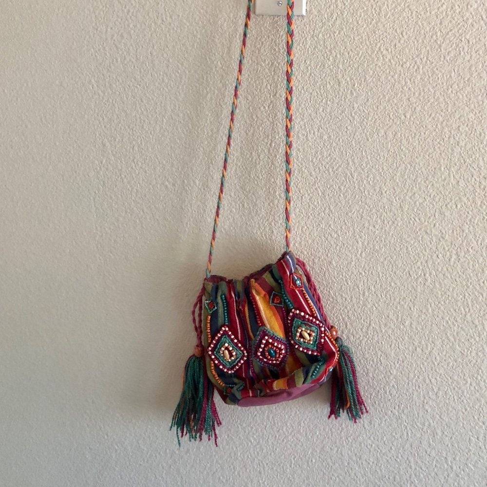 Raga colorful beaded bucket bag